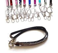 EMSIA Diamante Rhinestone Crystal gems Black Neckstrap Lanyard ID Card Badge Holder 45cm Measurement Drop with Swivel Metal Clip Keys Mobile Phone Students Access/NHS Staff (PURPLE) (Grey)