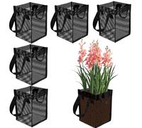 Emsiok 6PCS Pond Plant Baskets, 5.9x5.9x7.9 Inch Water Lily Mesh Bags 1 Gallon Aquatics Planter Pot Pond Planting Bags Aquatic Plants Growing Container with Handles for Lotus Water Garden Bog Plants