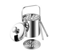 Emsmil 2.2L Ice Bucket Double Walled Stainless Steel with Lid Tong Strainer | Insulated Cold Ice Container with Handle Wine Drinks Beverage Cooler Chiller for Home Bar Party Cocktails Champagne