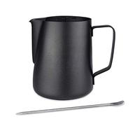 Emsmil 350ml/12 oz Stainless Steel Milk Jug Set Black with Measurement Mark Small Metal Coffee Pitcher Cup Creamer Milk Frothing Jugs for Coffee Machine Barista Cappuccino Espresso Making