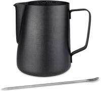 Emsmil 900 ml Stainless Steel Milk Jug Kit Milk Frother Jug with Measurement Mark and Latte Art Pen Black Milk Jug Barista Frothing Jug Cream Jug for Cappuccino Espresso