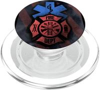 EMT EMS Firefighter Red Smoke Fire Paramedic American Flag PopSockets PopGrip for MagSafe