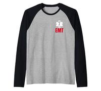 EMT EMS Uniform Pocket White & Red Star of Life Raglan Baseball Tee
