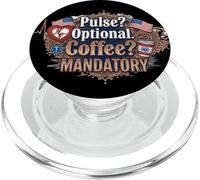 EMT Pulse? Optional. Coffee? Mandatory. - Dark Roast Humor PopSockets PopGrip for MagSafe