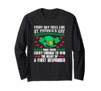 EMT St Patrick's Day Lucky Love First Responder EMT His Hers Long Sleeve T-Shirt
