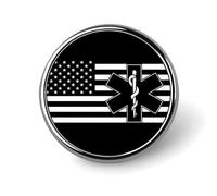 EMT Star of Life U.S.A. Flag Paramedic Round Brooch Pin Lapel Pins Tie Suit Dress Accessories Wedding Birthday for Men Women