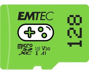 Emtec - 128GB microSD Memory Card Increase Memory of Your Consoles, Smartphones and Tablets - More Storage Games and Videos - ECMSDM128GXCU3G - Gaming Collection - Green/Green