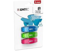Emtec C410 8GB USB Flash Drive USB 2.0 Colour Mix - Pack of 3 (Orange Yellow Rose)
