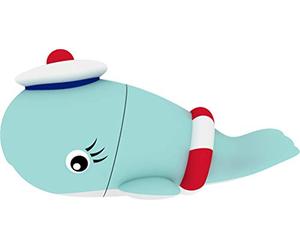 EMTEC - Sailor Whale - 16GB USB 2.0 Type-A USB Flash Drive, Blue (USB 2.0, Type-A, Lid, Blue, Rubber, Bulb).