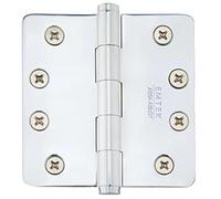 Emtek 96133US 3-1/2" x 3-1/2" 5/8" Radius Corners Residential Plain Bearing Hinges (Pair), Solid Brass (Polished Nickel)