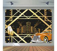EMTOBT 7x5FT Gatsby Backdrop Roaring 20's Car Background Light City Building for Adult Celebration Photo Booth Prop for Wedding Art Vintage Dance Jazz Photography Vinyl BJWHEM625