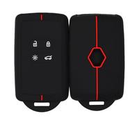 EMTPJAL 2 Pack Silicone Key Fob Covers, 4 Button Smart Key Protective Case Shell, Soft Rubber Key Holder Skin, Anti-Scratch Shockproof Key Fob Protector for Keyless Car Remote, Black Red