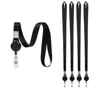 EMTPJAL 5 Pcs Retractable Reels Key Chains Lanyards Neck Strap Band for ID Badge Holder for Business School Event (Black)
