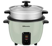 Emtronics 1.5 Litre Rice Cooker, Non-Stick Pot & Veg Steamer Tray - Sage Green