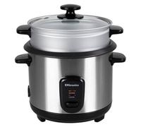 Emtronics 1 Litre Rice Cooker, Non-Stick Pot & Veg Steamer - Stainless Steel