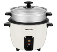 Emtronics 1 Litre Rice Cooker, Non-Stick Pot & Vegetable Steamer Tray - Cream