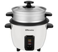 Emtronics 1 Litre Rice Cooker, Non-Stick Pot & Vegetable Steamer Tray - White