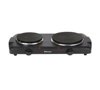 Emtronics 2500W Portable Hob With Double Hotplates, Temperature Control - Black