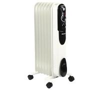 EMtronics EMOFR7WH 1500W/1.5KW 7 Fin Portable Electric Oil Filled Heater Radiator with Adjustable Thermostat and 3 Heat Settings for 15 sqm Room - White