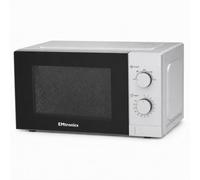 EMtronics 700W 20 Litre Microwave with Manual Control Dials - Silver | 5 Power Levels, Defrost Function, 35 Minute Timer, Easy Clean Compartment and Cavity Light