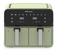 EMtronics 8 Litre Dual Air Fryer with Double Baskets - Sage Green | 8 Preset Cooking Modes, Match Cook & Smart Finish Functions, Turn & Shake Food Reminder, High Speed Air Circulation