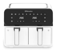 EMtronics 8 Litre Dual Air Fryer with Double Baskets - White | 8 Preset Cooking Modes, Match Cook & Smart Finish Functions, Turn & Shake Food Reminder, High Speed Air Circulation