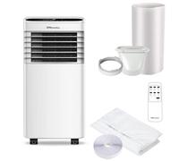 EMtronics EMAC9KW 9000BTU Portable Air Conditioner, Dehumidifier and Cooling Fan with Remote Control, 24 Hour Timer and Air Con Window Vent Kit - White