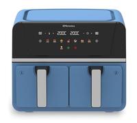 EMtronics 9 Litre Dual Air Fryer with Double Baskets - Aqua Blue | 8 Preset Cooking Modes, Match Cook & Smart Finish Functions, Turn & Shake Food Reminder, High Speed Air Circulation