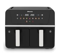 EMtronics 9 Litre Dual Air Fryer with Double Baskets - Black | 8 Preset Cooking Modes, Match Cook & Smart Finish Functions, Turn & Shake Food Reminder, High Speed Air Circulation
