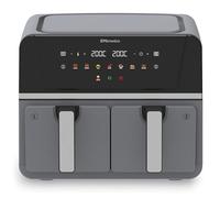 EMtronics 9L Dual Zone Air Fryer 2400W Family Size, 8 Preset Cooking Mode, Match Cook & Smart Finish Functions, 9 Litre - Grey