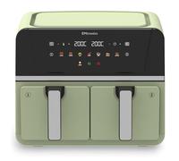 EMtronics 9L Dual Zone Air Fryer 2400W Family Size, 8 Preset Cooking Mode, Match Cook & Smart Finish Functions, 9 Litre - Sage Green