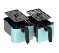 EMtronics Accessories RLDR91AQ 9L Double Basket Air Fryer Replacement Drawer Set (1 and 2) with 2 Crisper Racks for EMAFDD9LAQ in Aqua Blue