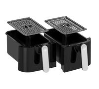 EMtronics Accessories RLDR91BK 9L Double Basket Air Fryer Replacement Drawer Set (1 and 2) with 2 Crisper Racks for EMAFDD9L / EMDAF9LD in Black