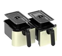 EMtronics Accessories RLDR91CR 9L Double Basket Air Fryer Replacement Drawer Set (1 and 2) with 2 Crisper Racks for EMAFDD9LCR in Cream