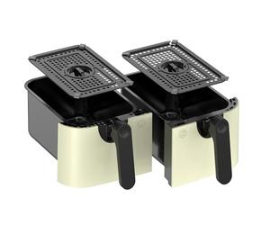 EMtronics Accessories RLDR91CR 9L Double Basket Air Fryer Replacement Drawer Set (1 and 2) with 2 Crisper Racks for EMAFDD9LCR in Cream
