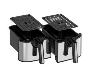 EMtronics Accessories RLDR91SL 9L Double Basket Air Fryer Replacement Drawer Set (1 and 2) with 2 Crisper Racks for EMAFDD9LSL / EMDAF9LD+ in Stainless Steel