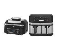 Emtronics Air Fryer Healthy Kitchen Set Dual Drawer Silver 9 Litre & 6.3L Grill