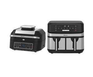 Emtronics Air Fryer Healthy Kitchen Set Dual Drawer Silver 9 Litre & 6.3L Grill