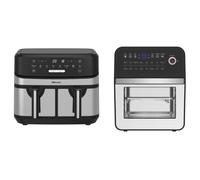 Emtronics Air Fryer Healthy Kitchen Set in Silver 6.3L Grill & 9L Double Drawer