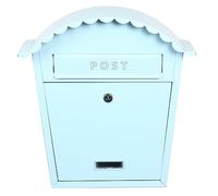 EMtronics Classic Style Wall Mounted Post Box Weatherproof Painted Steel and Lockable - Aqua Blue