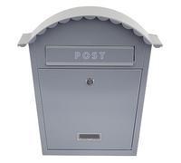 EMtronics Classic Style Wall Mounted Post Box Weatherproof Painted Steel and Lockable - Dark Grey