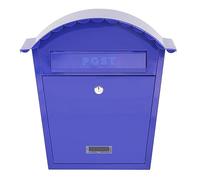 EMtronics Classic Style Wall Mounted Post Box Weatherproof Painted Steel and Lockable - Midnight Blue