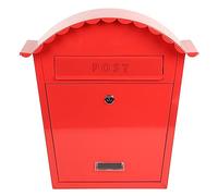 EMtronics Classic Style Wall Mounted Post Box Weatherproof Painted Steel and Lockable - Red