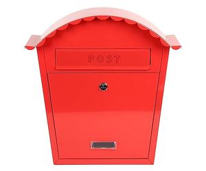 EMtronics Classic Style Wall Mounted Post Box Weatherproof Painted Steel and Lockable - Red