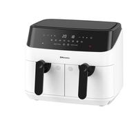 EMtronics Double Basket Air Fryer 9 Litre with 99 Minute Timer - White