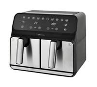 Emtronics Double Basket Air Fryer Large Digital 8 Litre Dual With Timer - Silver