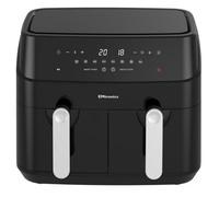Emtronics Double Basket Air Fryer Large Digital 9 Litre Dual With Timer - Black