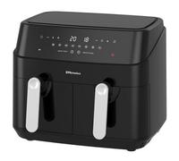 EMtronics EMAFDD9L Dual Air Fryer Extra Large Family Size Double XL 9 Litre with 8 Adjustable Pre-Set Menus for Oil Free & Low Fat Healthy Cooking, Easy Clean Metal Interior, 99-Minute Timer - Black