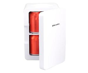 EMtronics EMMF6LWH Compact Mini Cooler Fridge 6 Litre, 8 Can Portable AC+DC Power For Bedrooms, Cars, Offices; Skincare, Makeup, Cosmetics, Food (White)
