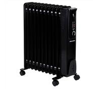 EMtronics EMOFR11BLK 2500W/2.5KW 11 Fin Portable Electric Oil Filled Heater Radiator with Adjustable Thermostat and 3 Heat Settings for 25 sqm Room - Black